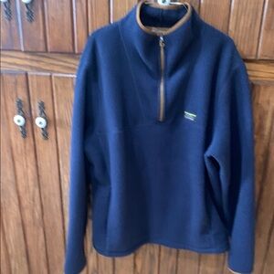 L.L. Bean Men’s quarter zip 
Navy with tan trim
Size XL